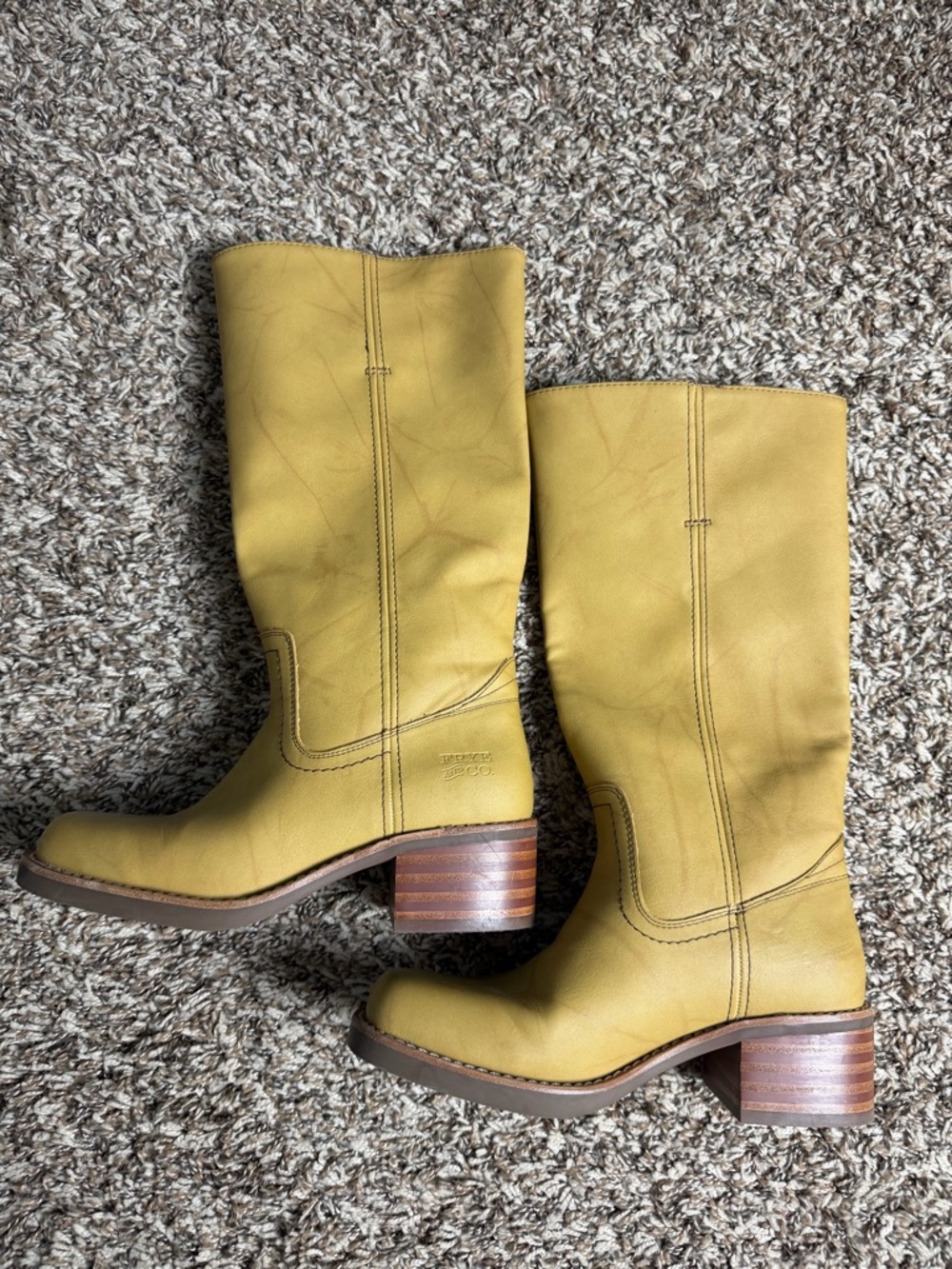 FRYE AND CO. Mustard Yellow Block Heel Boots